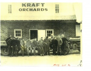 POW's standing in front of Kraft Orchard Barn - Photo use courtesy of Sparta Township Historical Society