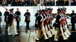 Sergeant Major Meyer (on left) marching in George W. Bush's inauguration Parade as a member of the Old Guard. (Photo courtesy of Ken Poch)