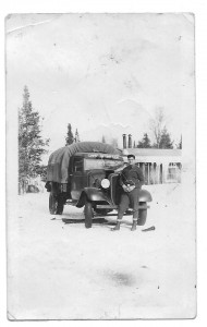 A truck and unidentified man (soldier?) in the winter (Courtesy of Bob Taunt)